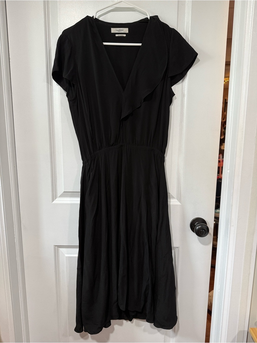 Isabel Marant Étoile West Black Ruffle Midi Dress Size 36